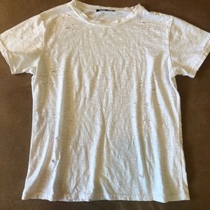Brandy Melville White Distressed Tee